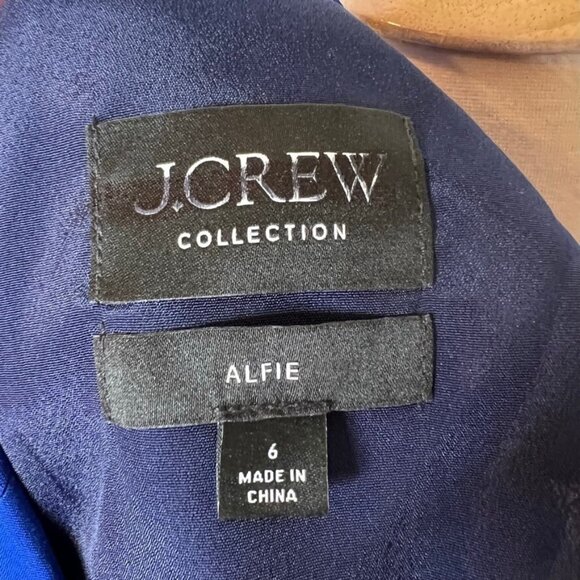J.Crew Collection Alfie Blazer Striped Jacquard Blue Size 6 BP794 - Picture 7 of 13